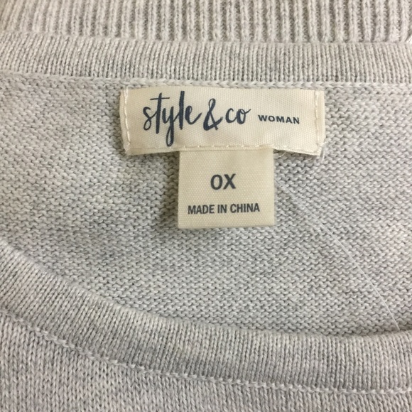 Style Co Light Grey Ruffled-Sleeve Sweater - Picture 4 of 5